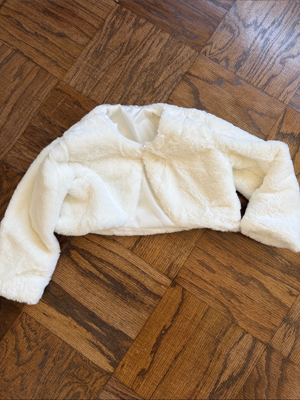 Azazie Kids Faux Fur Bolero Jacket - White